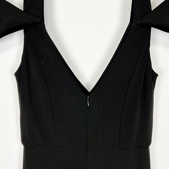 ABS Allen Schwartz Black Cold Shoulder Deep V Neck Mermaid Maxi Dress size XS - Picture 11 of 15